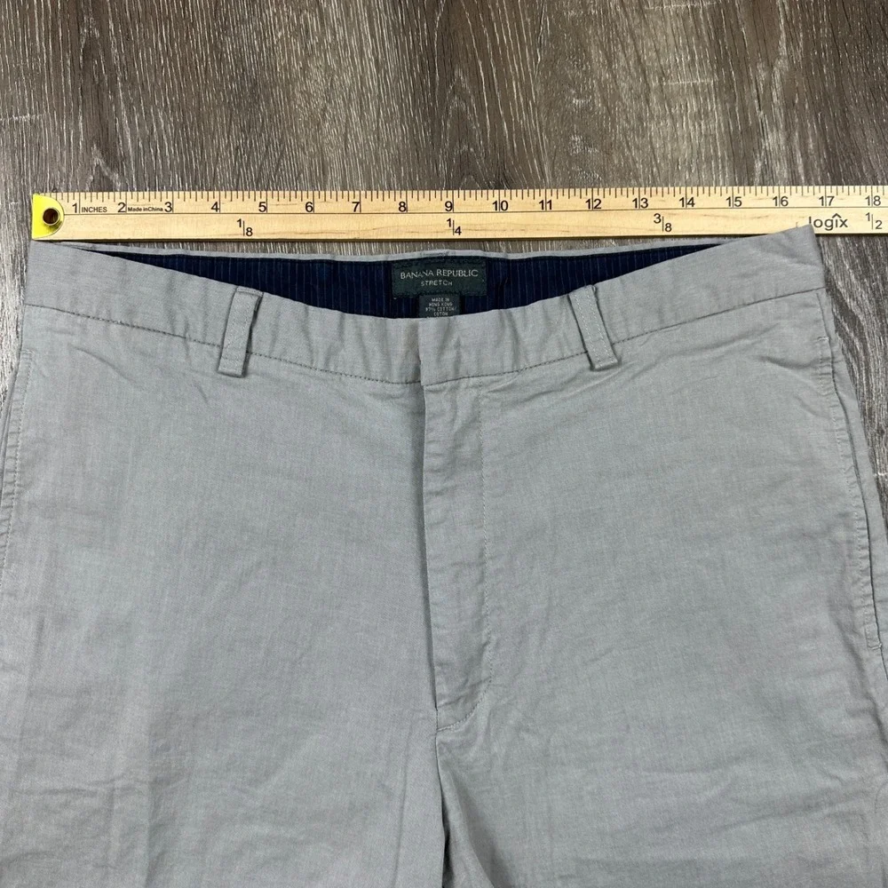Banana Republic‎ Mens Grey Stretch Chino Pants Flat Front Straight Leg 35x32